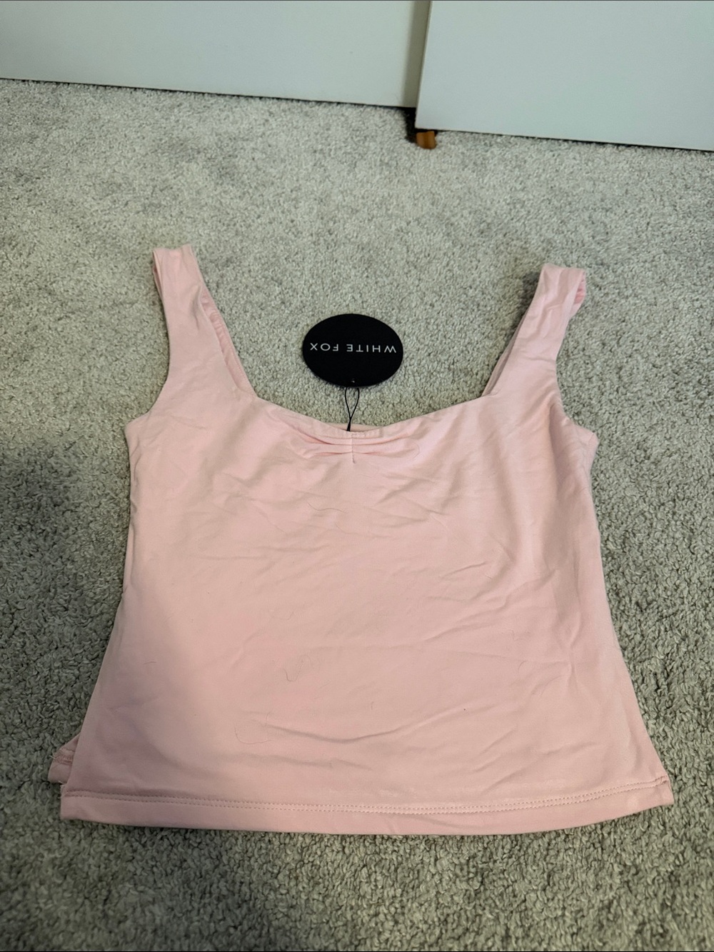 White fox baby pink Scoop Neck Tank